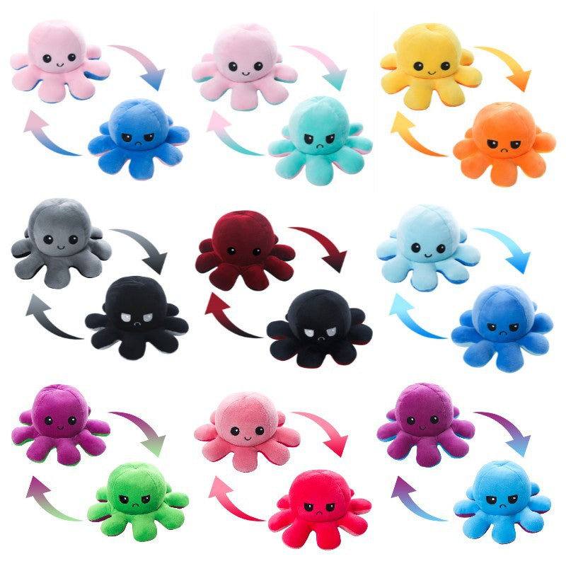 Reversible Octopus Plush Toy with Changeable Expressions