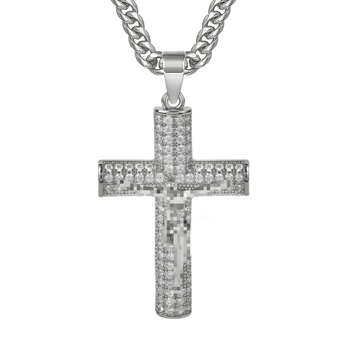 Diamond Cross Pendant Cuban Chain Necklace