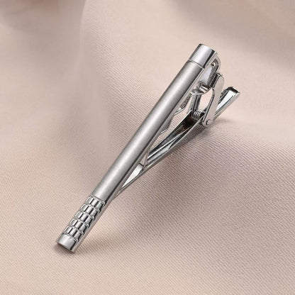 Mens Classic Silver Tie Clip Set