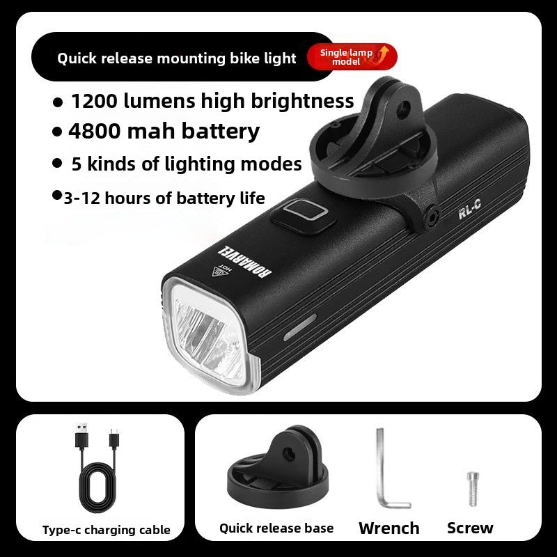 Bicycle Headlight with Dual Beam and Remote Control