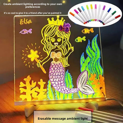 Reusable Luminous Children's Drawing Board with Stand and Pens