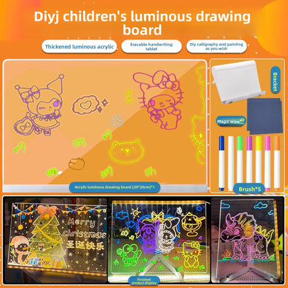 Reusable Luminous Children's Drawing Board with Stand and Pens