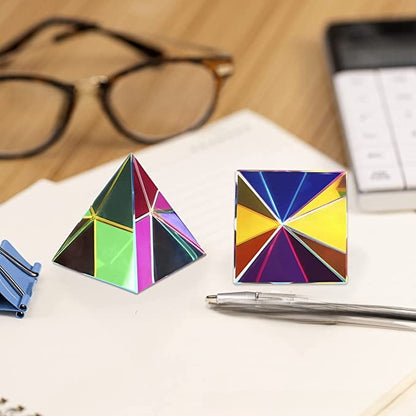 Colorful Cube Multicolored Crystal Stone Pyramid Toy