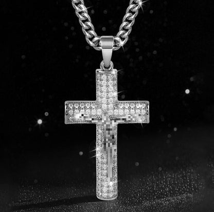 Diamond Cross Pendant Cuban Chain Necklace