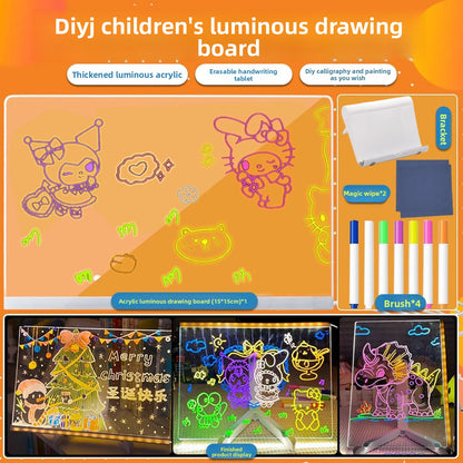 Reusable Luminous Children's Drawing Board with Stand and Pens