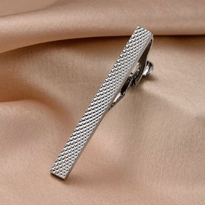 Mens Classic Silver Tie Clip Set