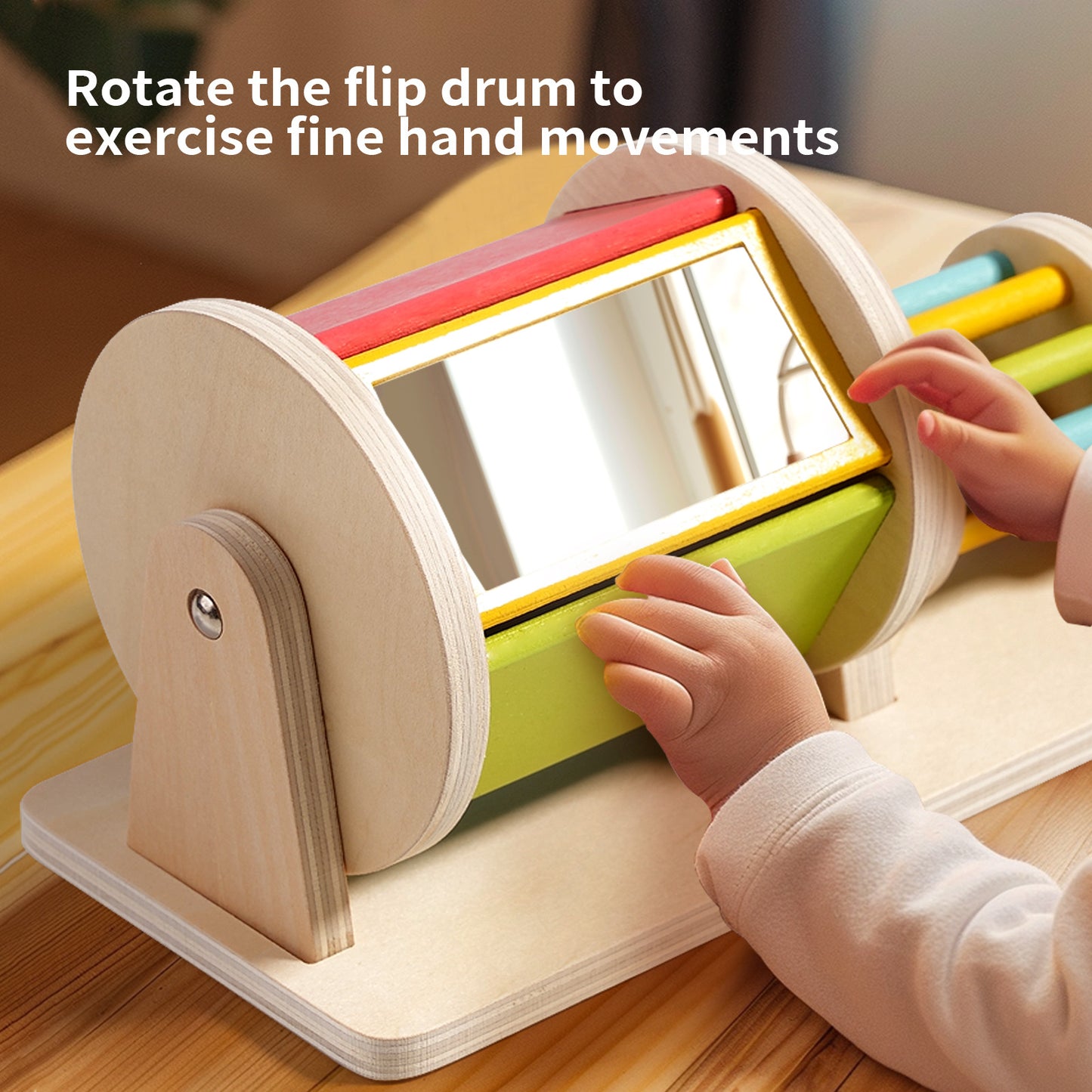 Montessori Wooden Textile Drum Toy