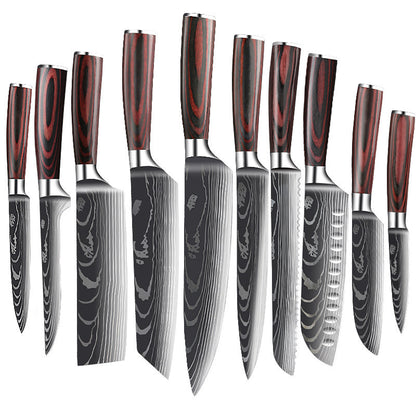 Steel Kitchen Knife Set with Wood Handle