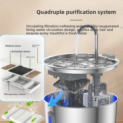 Automatic Pet Water Dispenser Stainless Steel Fountain