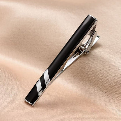 Mens Classic Silver Tie Clip Set