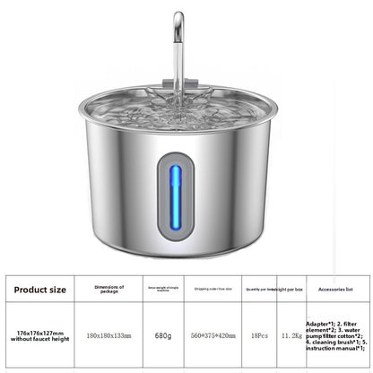 Automatic Pet Water Dispenser Stainless Steel Fountain