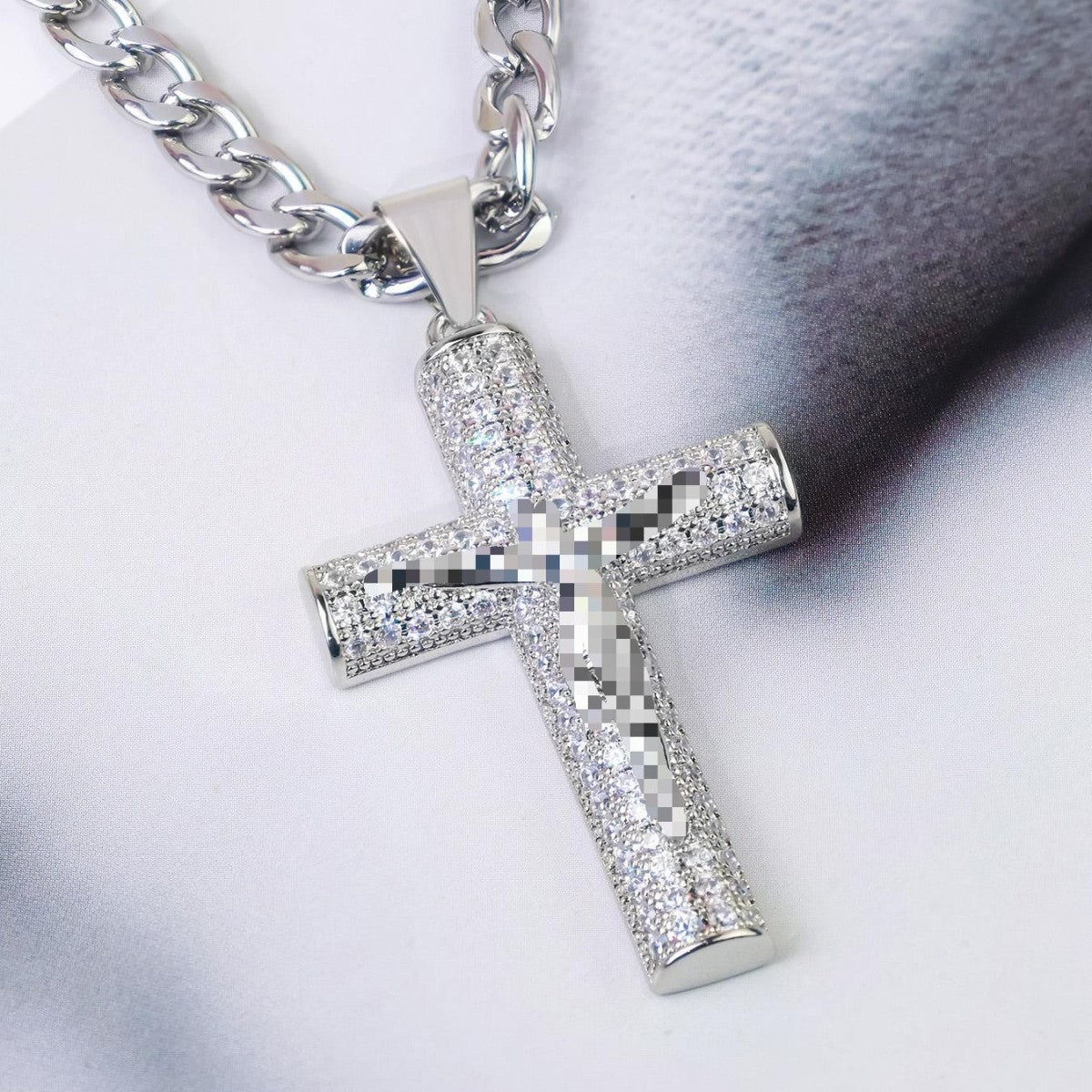 Diamond Cross Pendant Cuban Chain Necklace